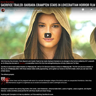 SACRIFICE TRAILER: BARBARA CRAMPTON STARS IN LOVECRAFTIAN HORROR FILM
